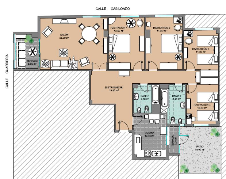 Habitación en piso de 120 m2 amueblado cercano a las estaciones