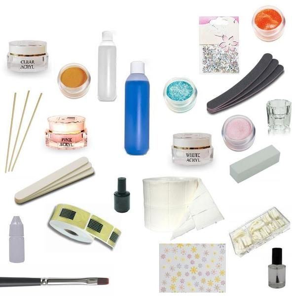 Kit básico para aplicación de uñas de porcelana/acrílico.