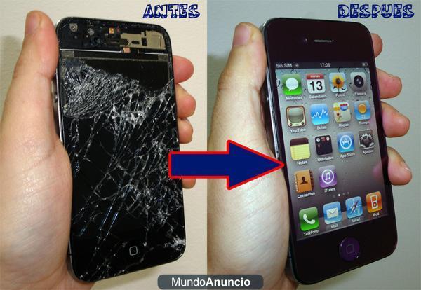 Remplazo de LCD y cristal del iphone 4 65€