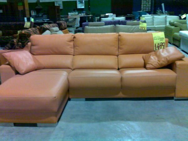 sofa 3 plazas + chaise piel flor