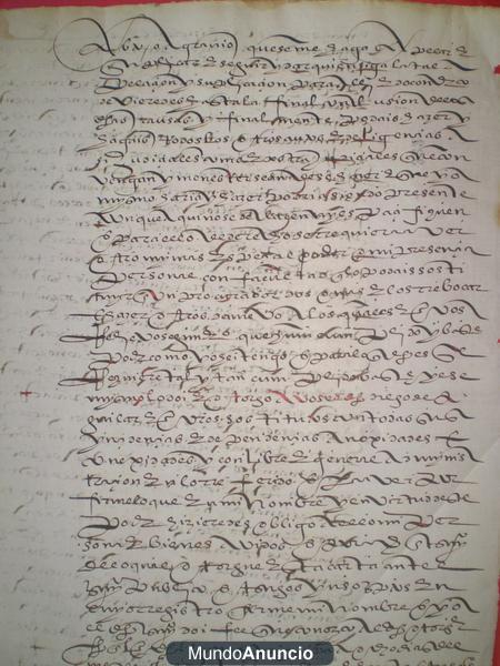 Manuscrito colonizacion española, S.XVI venta de esclavos