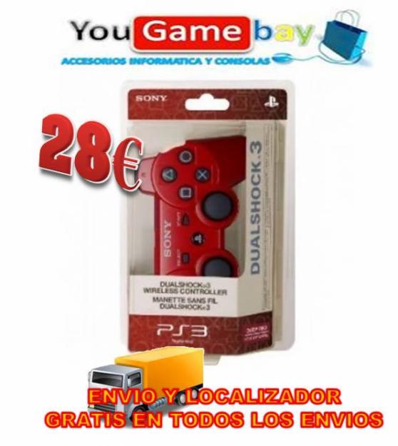 Mando dualshock 3 inalambrico wireless para PS3 ROJO