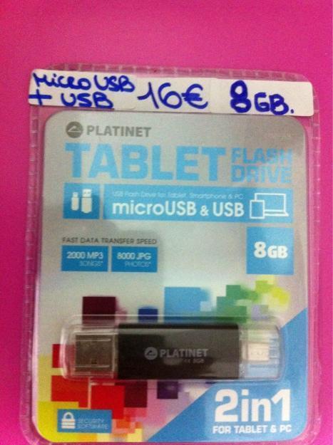Lápiz de memoria USB y micro USB 8 Gb 2 en 1