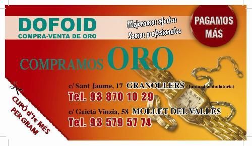 COMPRAMOS ORO EN MOLLET, PAGO INMEDIATO AL CONTADO