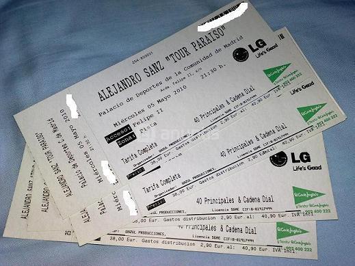 Entradas ALEJANDRO SANZ PISTA Madrid 05/05 A COSTE