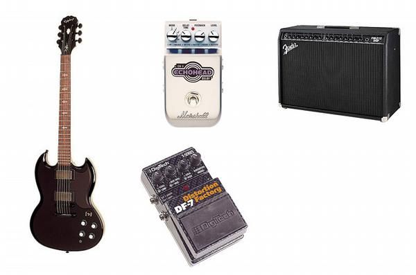 Vengo guitarra Epiphone SG Tony Iommi + Amplificador Fender FM 212 DSP 100W + Pedales efectos