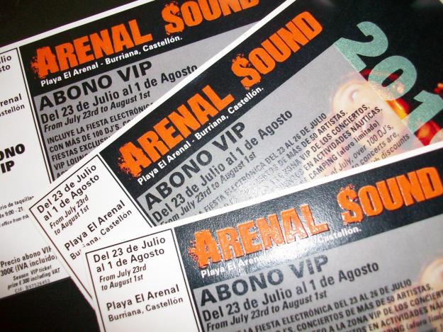 VENDO ENTRADAS VIP DEL ARENAL SOUND FESTIVAL A 250 EUROS.