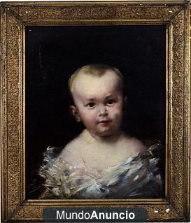 PINTURA AL OLEO  RETRATO DEL NIÑO  DE PINAZO