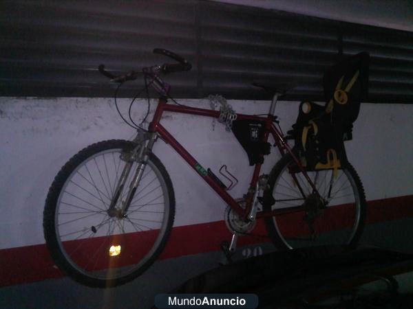 vendo bicicleta de montaña con silla para niño