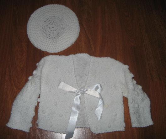 Chaqueta artesanal blanca con bodoques