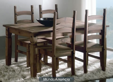 Mesa comedor ext. y sillas estilo mexicano nuevo fabrica