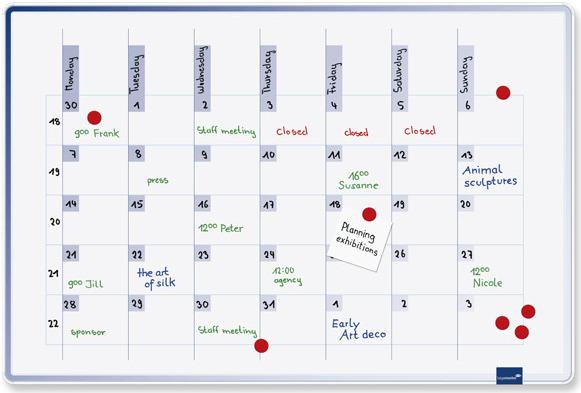 Venta Pizarra Planning mensual magnetica