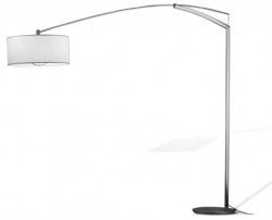 Vibia Balance Lámpara de pie - Cromo pantalla algodón - iLamparas.com