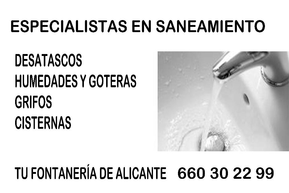 Fontaneros servicio 24 horas alicante 660 30 22 99