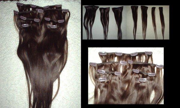 EXTENSIONES CLIP , QUITA Y PON,PELO NATURAL,CASTAÑO OSCURO #2