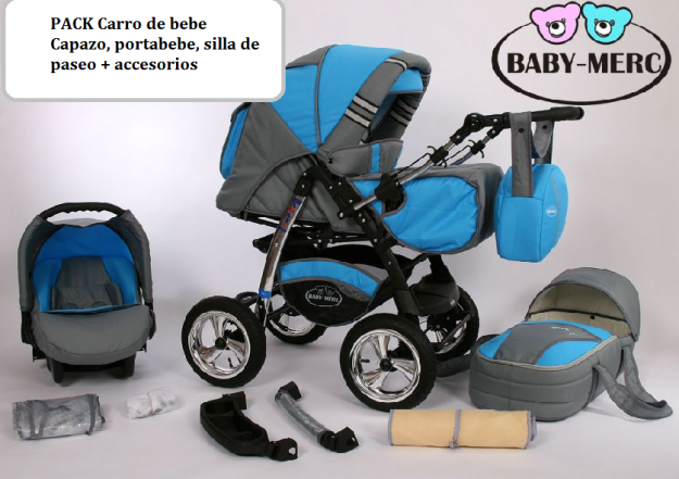 Cochecito - carro de bebe 3 en 1 + accesorios modelo BABY MERC