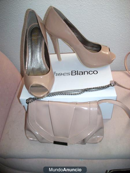 Vendo peep toe y bolso de BLANCO