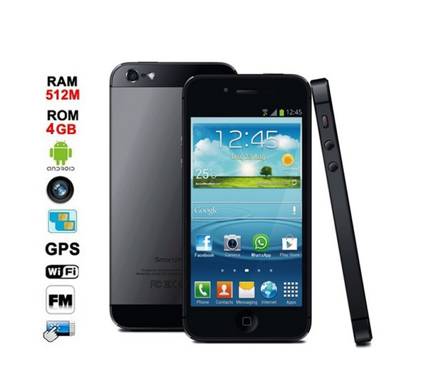 Iphone5 réplica W005 MTK6577DualCore Android 4.1 SmartPhone 4GB ROM 4.02 InchQHD Screen 3G