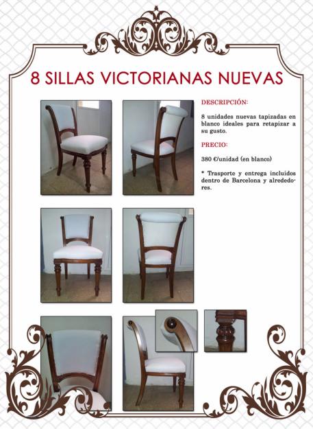 Sillas victorianas nuevas tapizadas