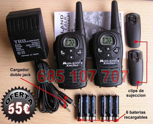 Pareja Walkie Talkie Midland con 22 canales nuevo estrenar