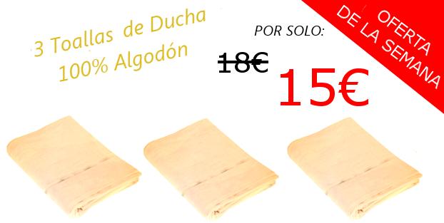 Ofertas en 3 toallas de ducha color crema 100% algodón