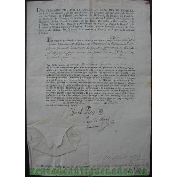 CARTA AUTENTICA DEL REY FERNANDO VII - AUTOGRAFO DE FERNANDO VII