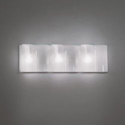 Artemide Logico parete mini 3 in linea incandescente, difusor seda, fondo gris - iLamparas.com