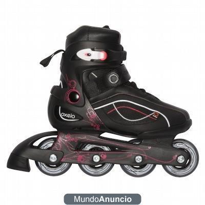 PATINES OXELO Roller FIT3 mujer negro/rosa + protecciones