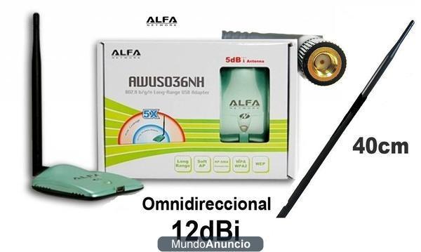 ADAPTADOR WIFI ALFA N + OMNI 12 DBI