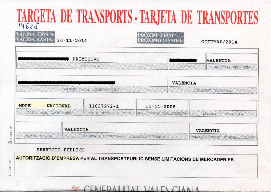 Tarjeta de Transporte Empresa