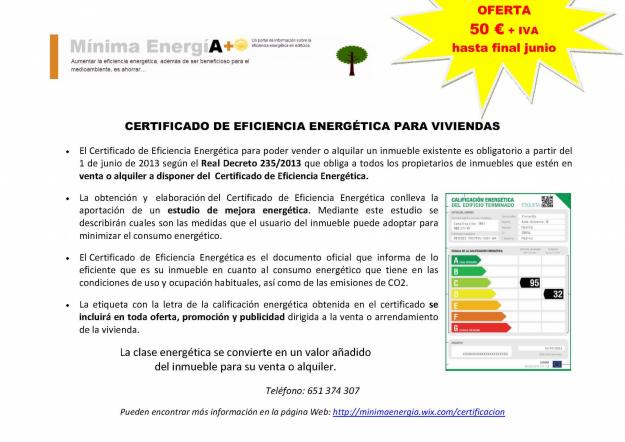 Certificados de eficiencia energética para viviendas.