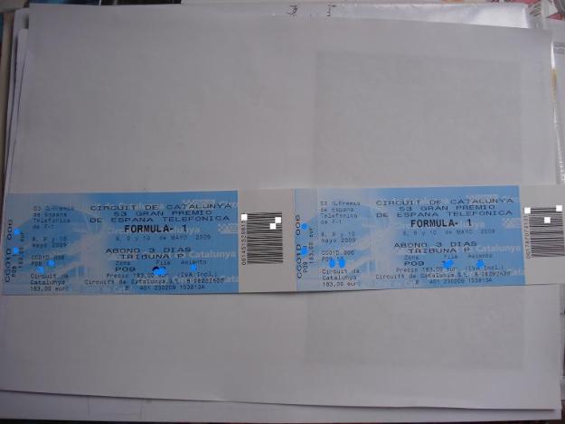 vendo dos cucharillas de cafés y regalo dos abonos de 3 dias para fórmula1montmeló 2009 en tribuna p