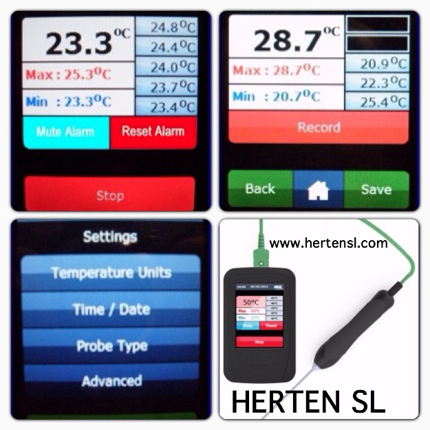 Termometro  y registrador de temperatura con pantalla tactil HT-PAD