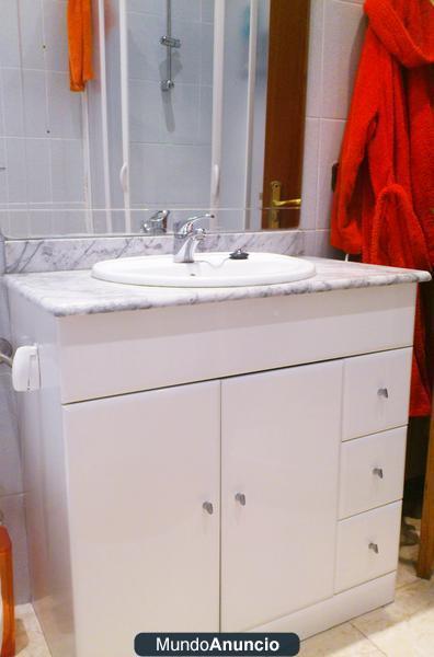 Mueble Baño Blanco c/Lavabo y Espejo grande