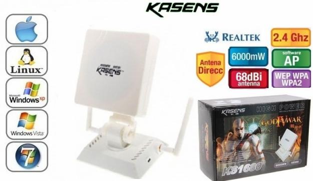 ADAPTADOR WIFI USB KASENS 1680 God of War4.. 6000MW 68DBI