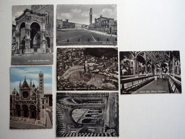 LOTE DE 6 ANTIGUAS POSTALES DE SIENA (1950)