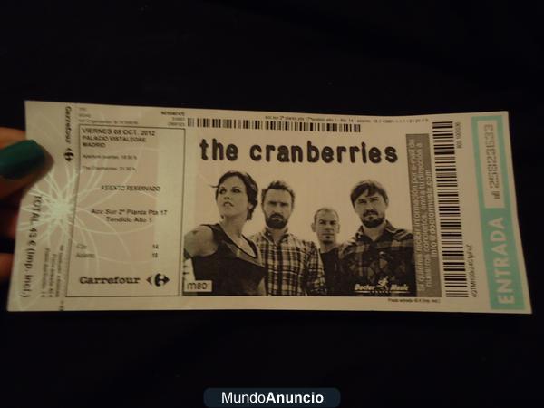 REGALO UNA ENTRADA PARA THE CRANBERRIES MADRID POR LA COMPRA DE UN BOLI