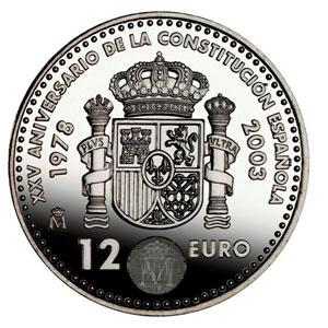 MONEDA DE PLATA DE 12 € S/C DEL AÑO 2.003