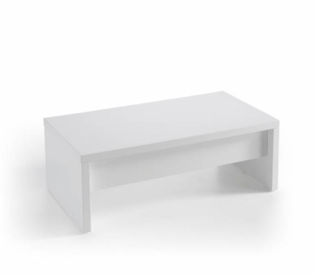 Mesa de sofá elevable. Mesa de centro lacada blanca