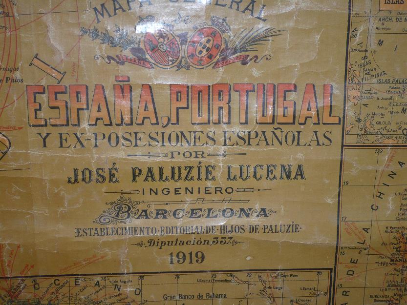 Mapa mural de España del año 1919