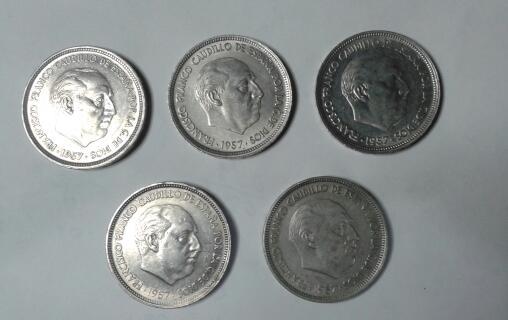 serie completa monedas Franco 50 ptas. 1957.