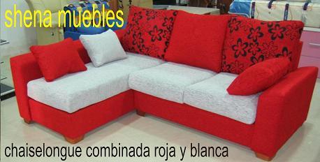 chaiselongue roja y blanca muy coqueta economica con muchas telas a elegir