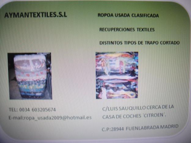 AYMANTEXTILES.S.L.:VENTA DE ROPA USADA POR KILOS