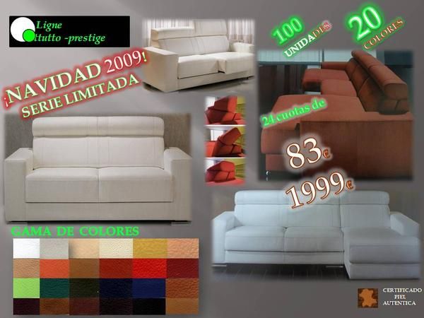 SOFA PIEL 3 PLAZAS + CHAISELONGUE