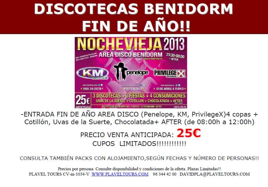 Fin de año Discotecas Benidorm