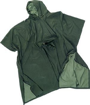 Poncho verde de nylon impermeable, Planas