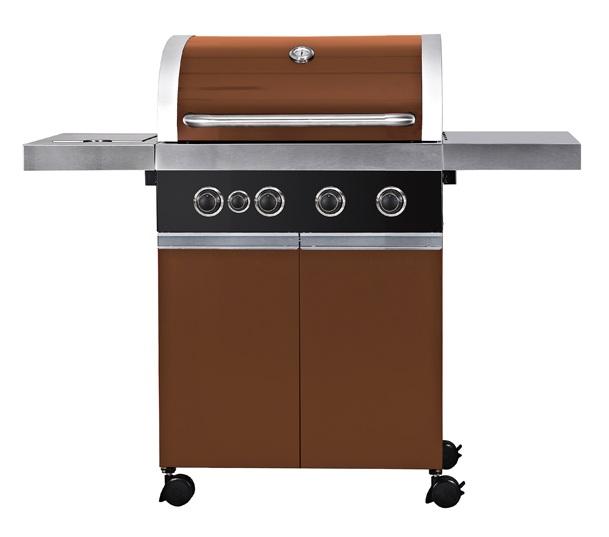 Barbacoa profesional de acero inoxidable de 4 quemadores+1lateral//BBQ Favells Bronzgrill2