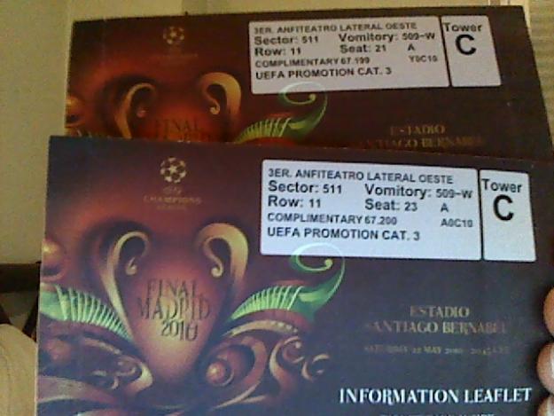 VENDO 2 BOLIS + REGALO 2 ENTRADAS A LA FINAL CHAMPIONS LEAGUE