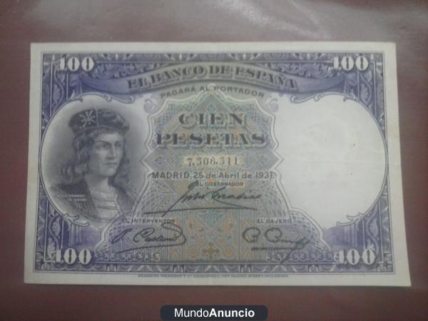 100 PESETAS 1931 EBC sin serie. Marca de impresion.