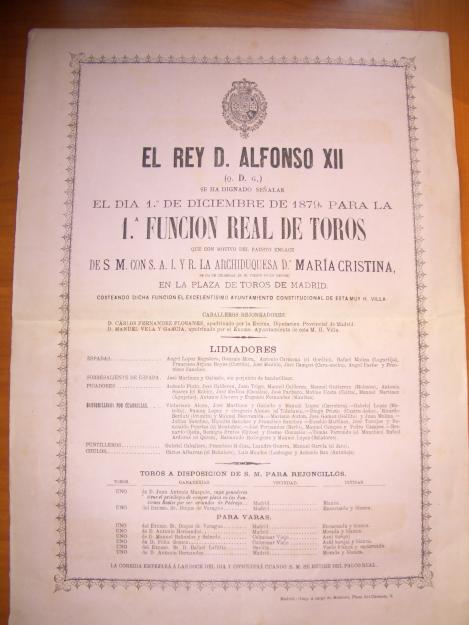 Cartel de toros madrid 1879